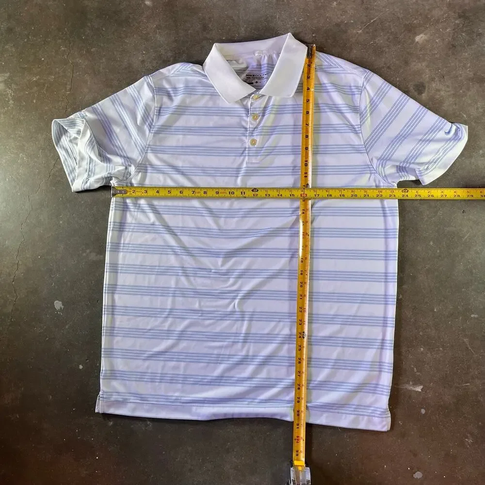 Modern Nike golf blue/white striped athletic golf polo dri fit shirt men’s xl